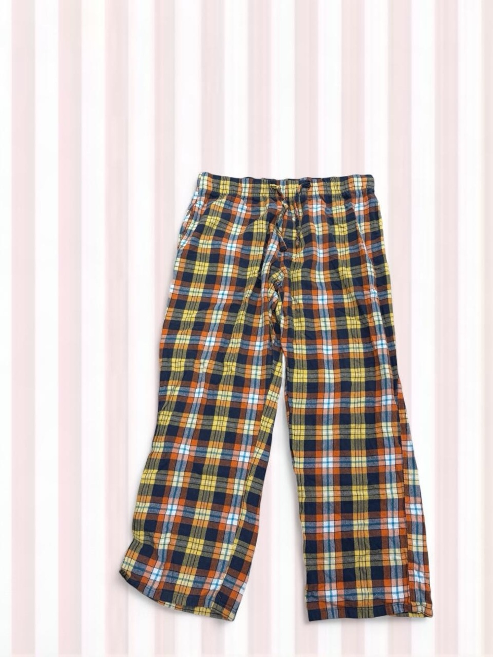 Old Navy Men’s Plaid Sweatpants in Yellow, Navy & Orange